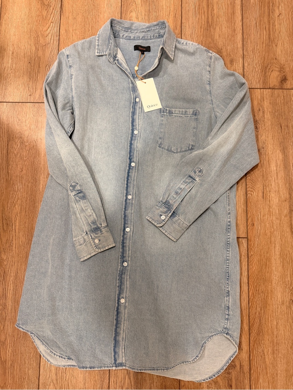 Quince Light Blue Denim Shirt Dress 0336 - Picture 2 of 4